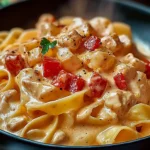 Kremowy kurczak z papryk i tagliatelle – raj na talerzu
